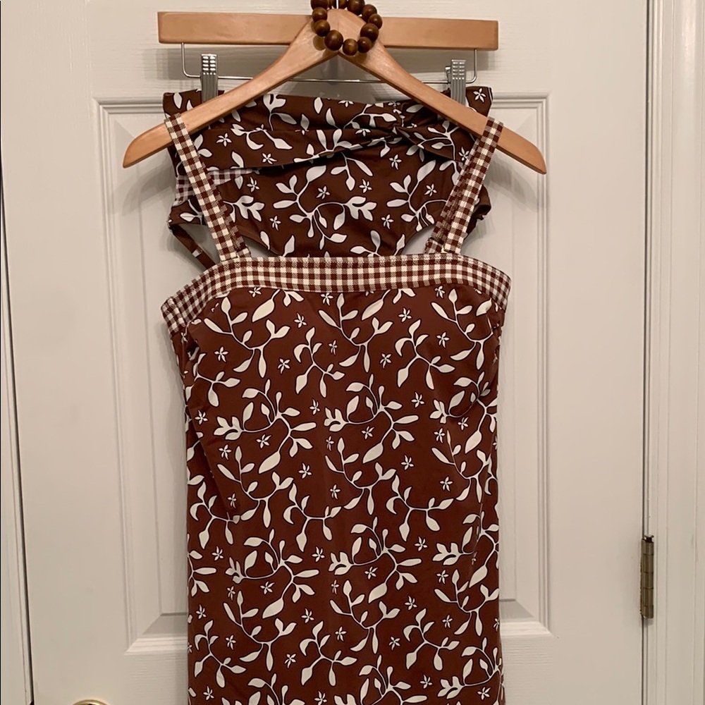Lands' End NWOT Brown/White Swim Chemise with Vintage Charm with extra bracelet